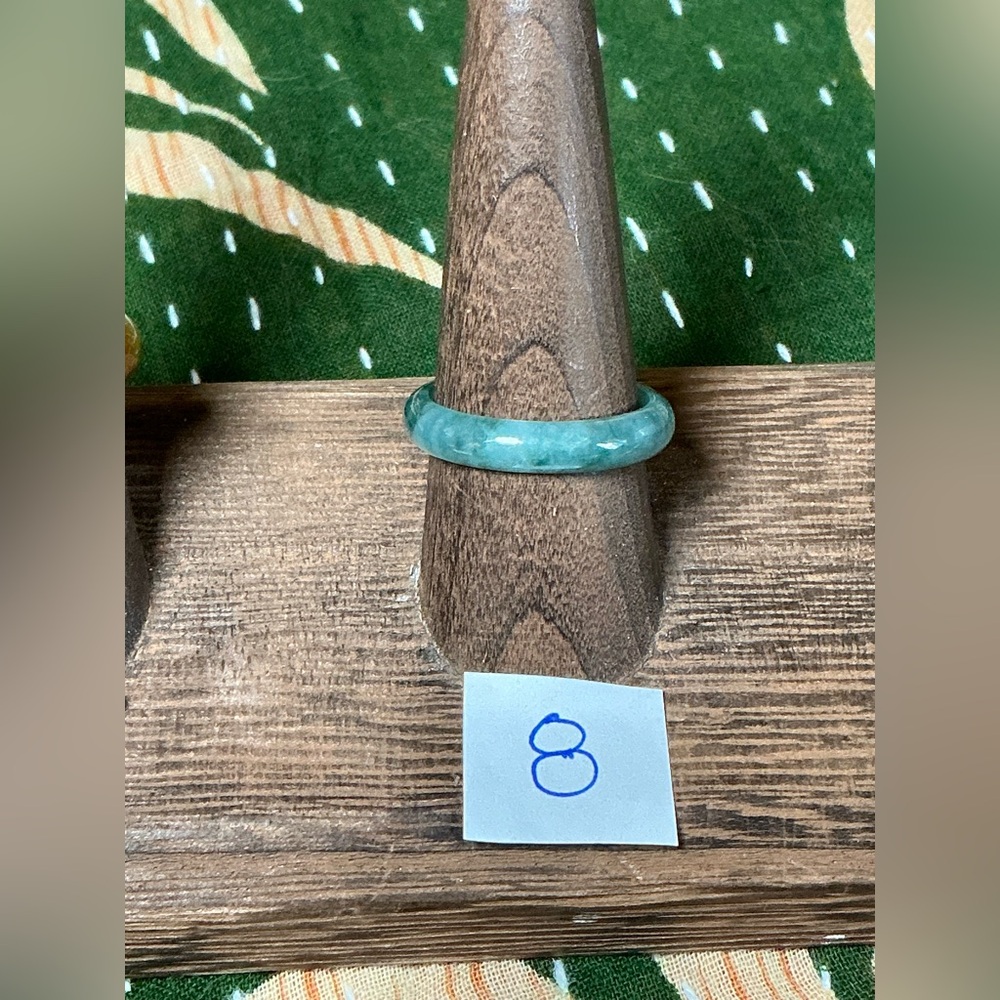 Blue Water Jade Bangle Style Ring Size 8